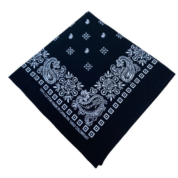 BANDANA--Black Paisley Print